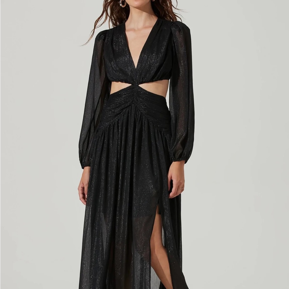 NWT ASTR the Label Metallic Twist Cutout Midi Dress sz L